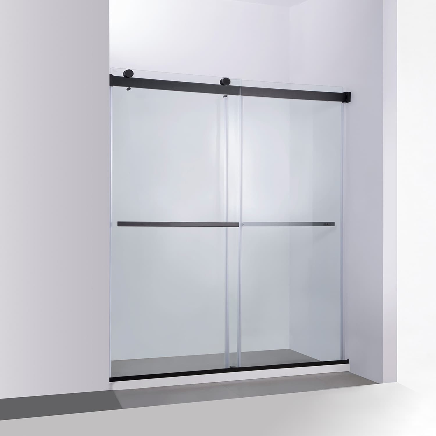 Spezia 68" W x 76" H Sliding Frameless Shower Door in Matt Black