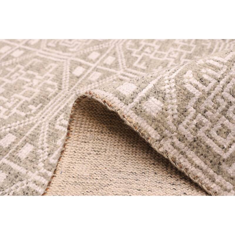 ECARPETGALLERY Hand-knotted Tangier Grey Silk, Wool Rug - 5'4 x 7'8