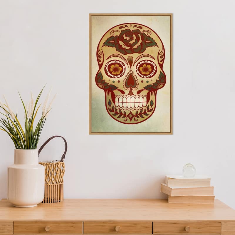 Amanti Art Day of the Dead Skull I Framed Canvas Wall Art