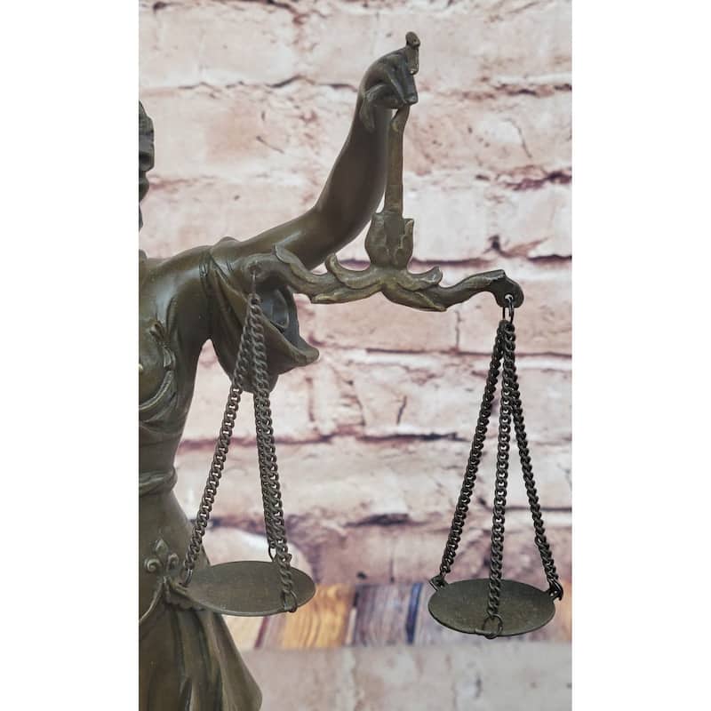Lady Justice Bronze Statue – Elegant Symbol Of Law And Fairness On Marble Base