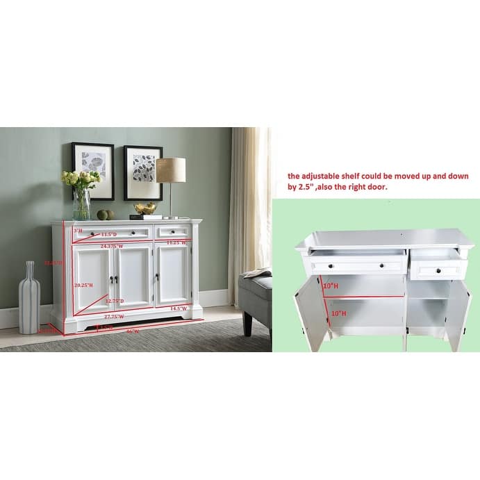 White Sideboard Buffet Breakfront Cabinet