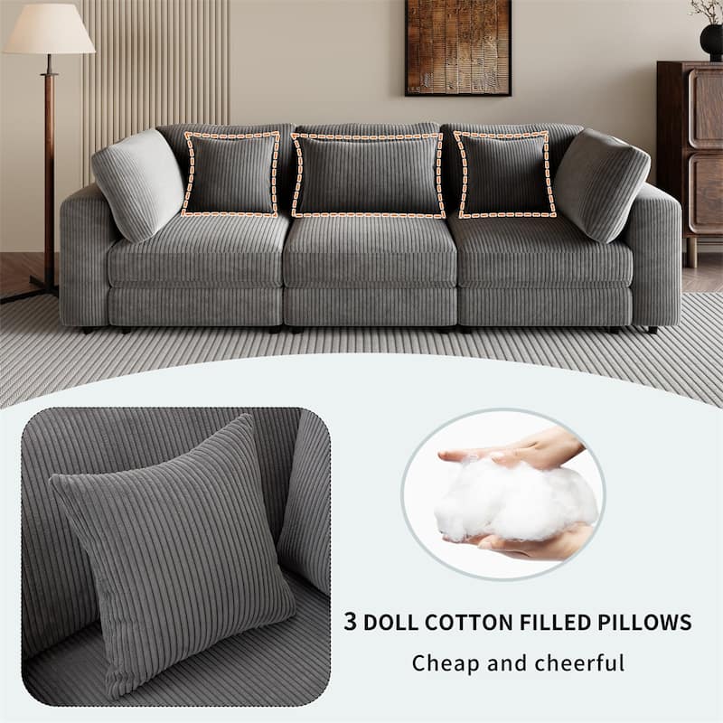 105'' 3 Seater Sofa with Removable Back Cushions and 5 Pillows