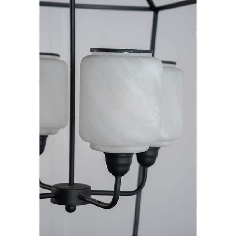 21.7x21.7x33.5 " Iron Chandelier, Sleek Industrial Style Hanging Light Fixture, Bulb Not Included