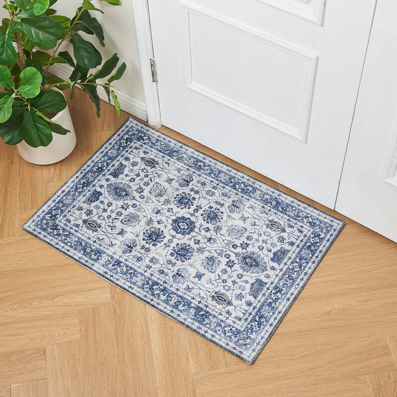 Linery & Co. Machine Washable Slip Resistant Vintage Medallion Patterned Accent Rugs