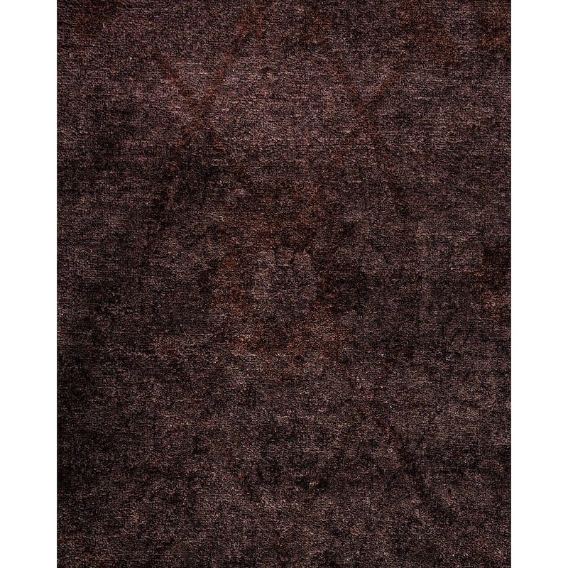 Overton Hand Knotted Wool Vintage Inspired Modern Contemporary Overdyed Brown Area Rug - 8' 4" x 10' 2"
