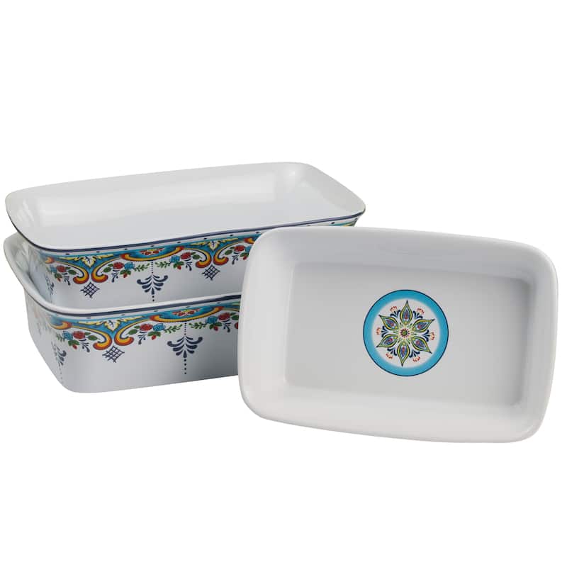 Euro Ceramica Zanzibar 3 Piece Stoneware Rectangular Baking Dishes Set