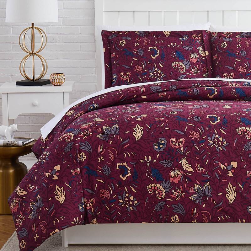 Premium Ultra Soft 3-piece Blooming Blossoms Duvet Cover Set - Red - Twin - Twin XL