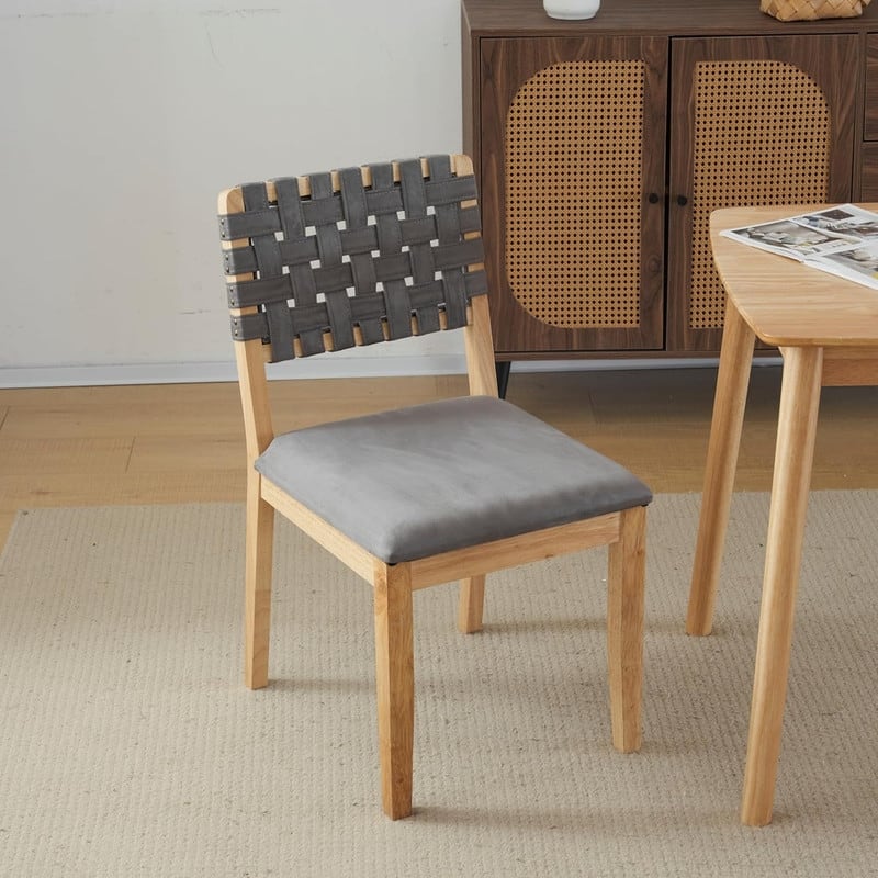 Mid Century Modern Wooden Dining Chairs Set of 2