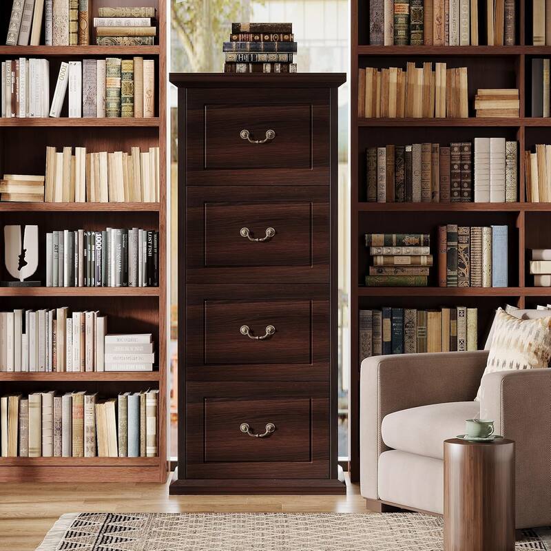 51-Inch Tall 4-Drawer File Cabinet Wood Vertical Storage Cabinet for Home Office A4/Letter/Legal Files