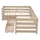 preview thumbnail 13 of 25, Twin Size L-shaped Platform Bed with Storage Drawers, Wooden Bed Frame