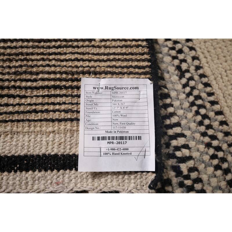 Geometric Moroccan Rug Hand-Knotted Wool Carpet - 8'9"x 12'7"