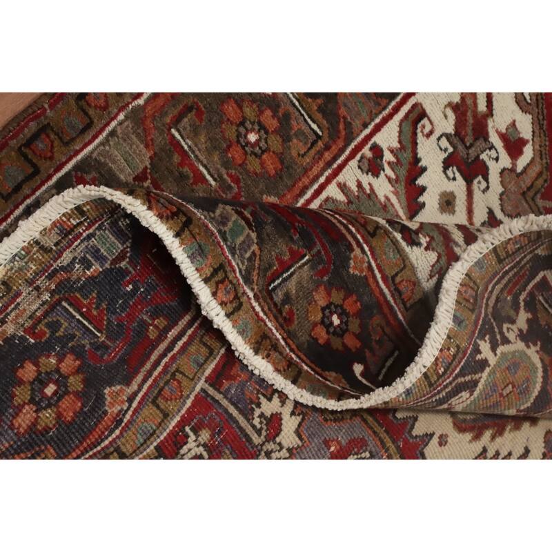 Hand Knotted Oriental 100% Wool Carpet Traditional Medallion Red Heriz Area Rug - 9' 2'' X 7' 3''