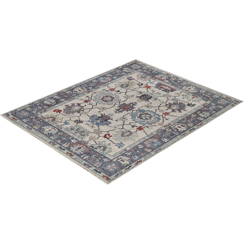 Oushak One-of-a-Kind Hand-Knotted Area Rug - Ivory - 8' 0" x 9' 10"