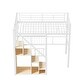preview thumbnail 18 of 20, Twin Size Metal Bed Frame with Storage Staircase and Small Open Wardrobe, Kids Loft Bed with Metal Mesh Board