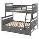 preview thumbnail 8 of 7, Grey Twin over Full Bunk Bed with Ladder, Twin Trundle, Full-Length Guardrail