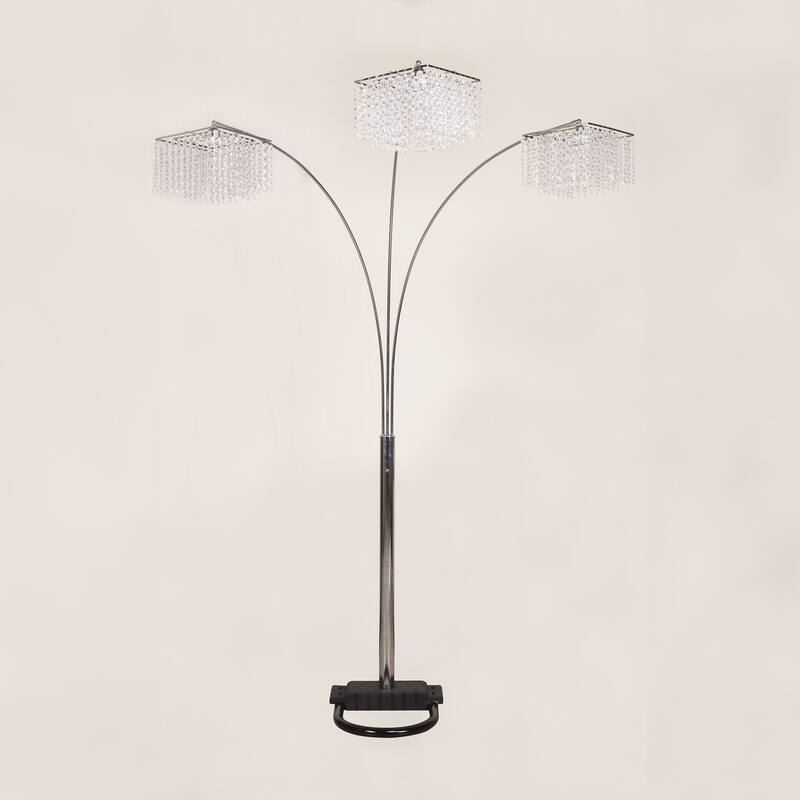 1pc Modern Design Classic Luxury Sleek Multi-head Floor Arc Lamp Half Moon Radiant Crystal-encrusted Sleek Metallic Stems