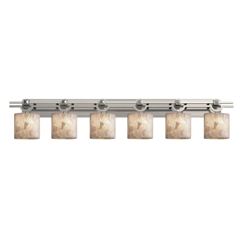 Justice Design Alabaster Rocks! Argyle 6-Light Brushed Nickel Bath Bar, Alabaster Rocks Oval Shade - Brushed Nickel