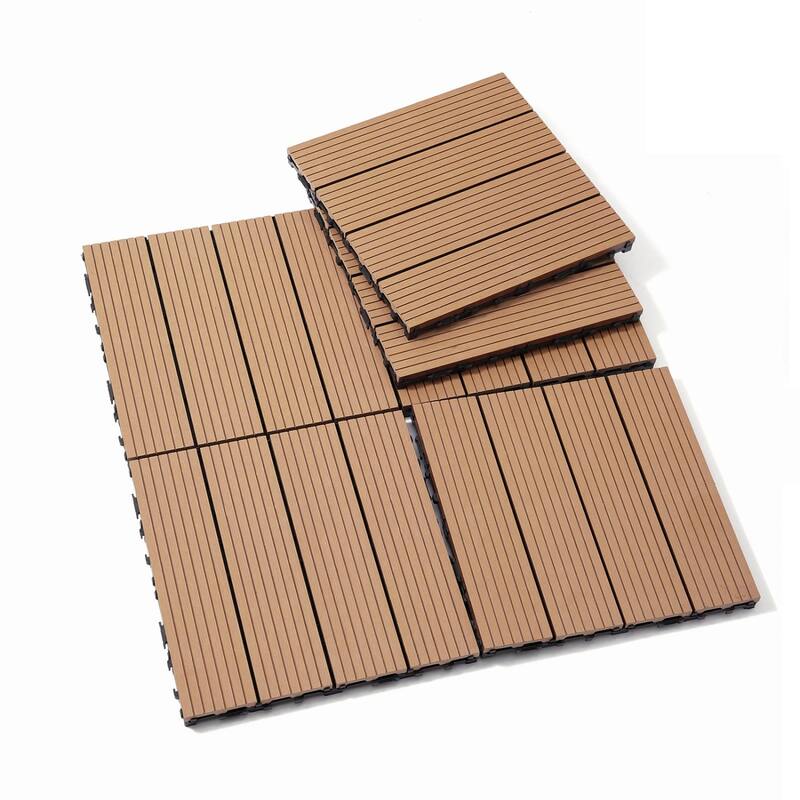 11.8" x 11.8" square wood-plastic composite deck tiles