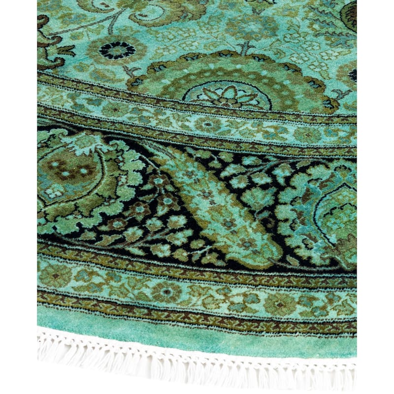 Overdyed One-of-a-Kind Hand-Knotted Area Rug - Green - 7' 1" x 7' 1"