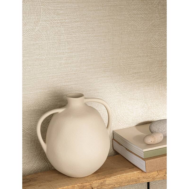 Chesapeake Harrison Taupe Swirling Geometric Wallpaper
