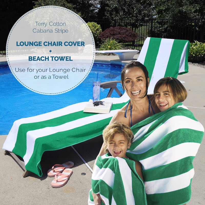 Superior Cotton Cabana Stripe Standard Size Towel/ Chaise Lounge Chair Cover