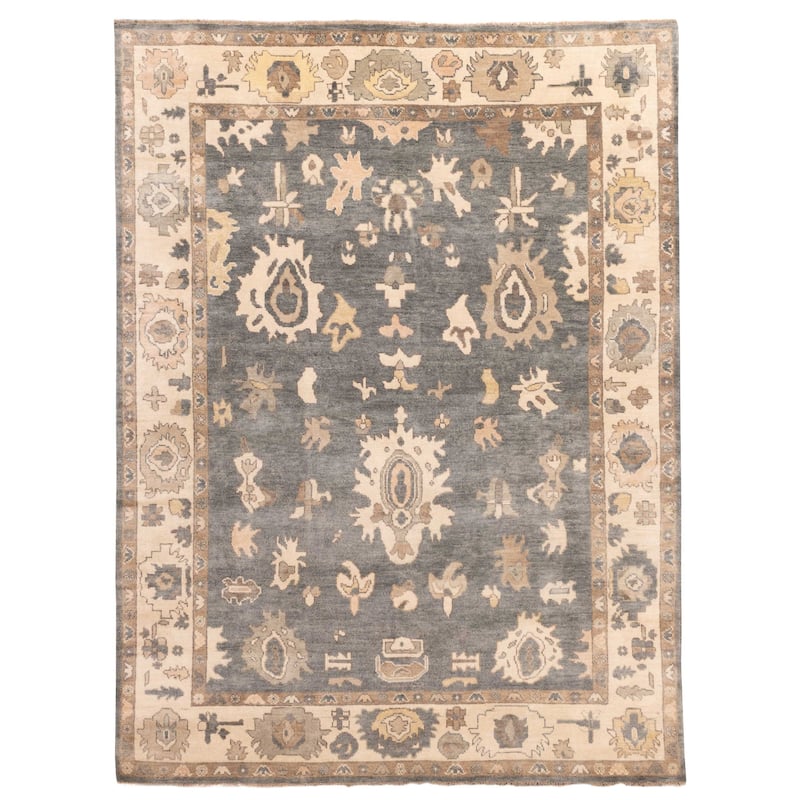 ECARPETGALLERY Hand-knotted Modern Oushak Dark Teal Wool Rug - 9'0 x 12'0