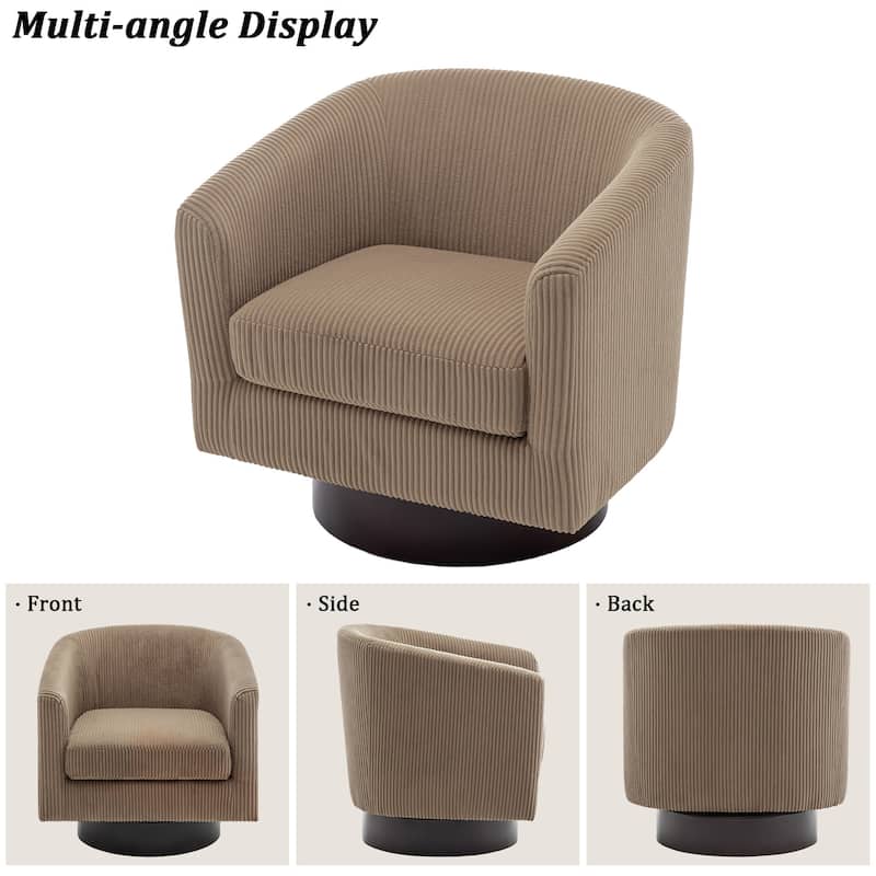 Modern Upholstered Barrel Chair Swivel Accent Chair for Living Room