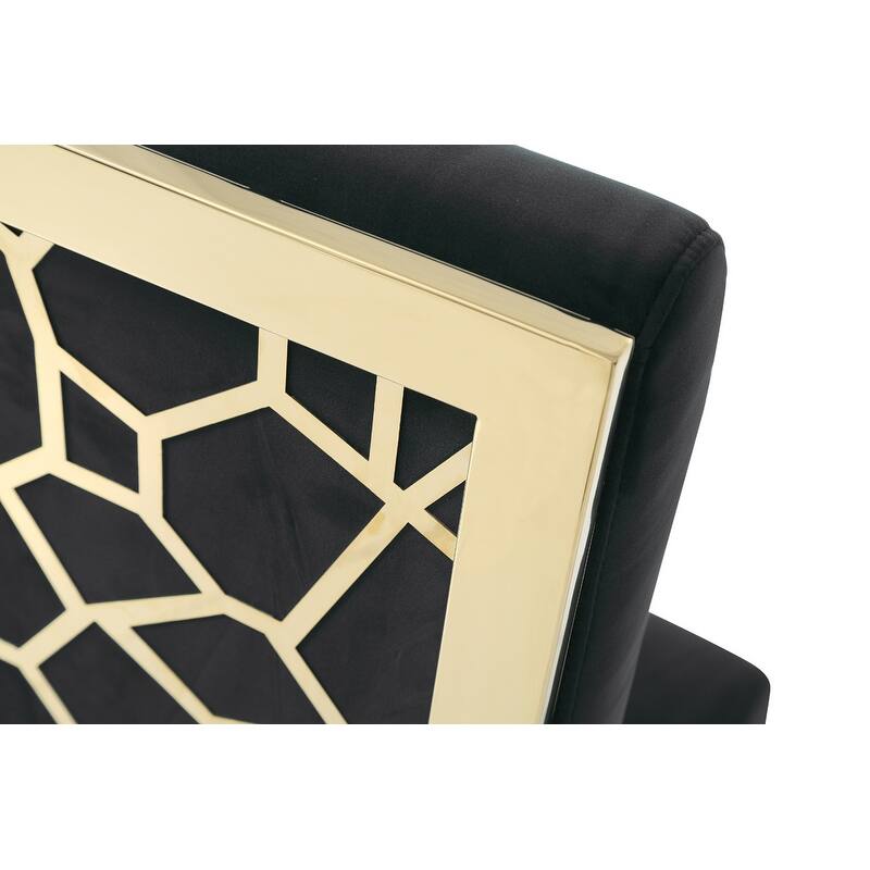 Modrest Reba Modern Black Velvet & Gold Dining Chair (Set of 2)