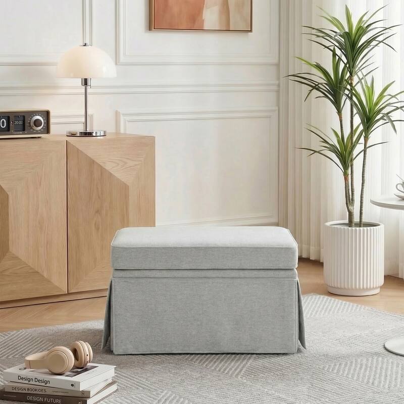 Rectangle Chenille Upholstered Storage Ottoman