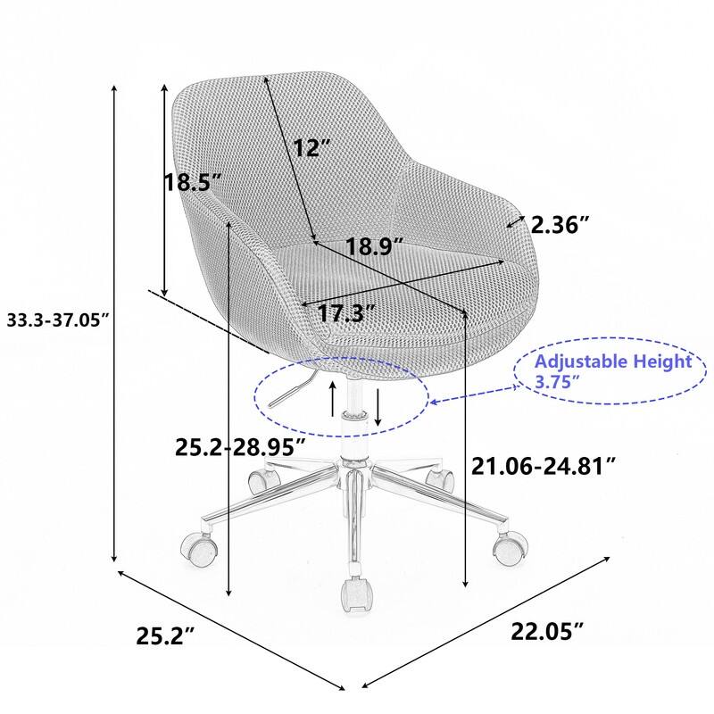 360°Swivel Home Office Chair With Adjustable Height and Gold Metal Base