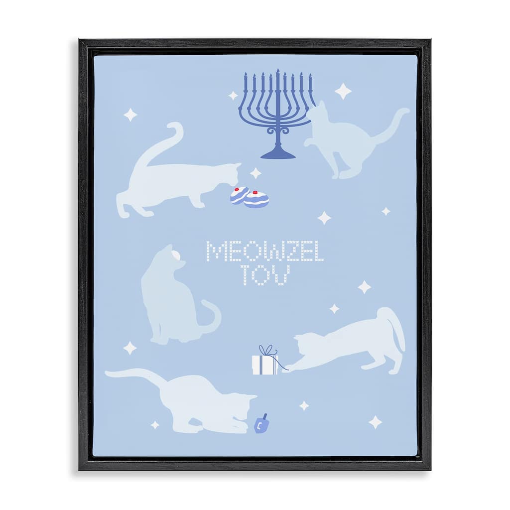 Stupell Meowzel Tov Seasonal Cats Framed Floater Canvas Wall Art Design By Lil' Rue