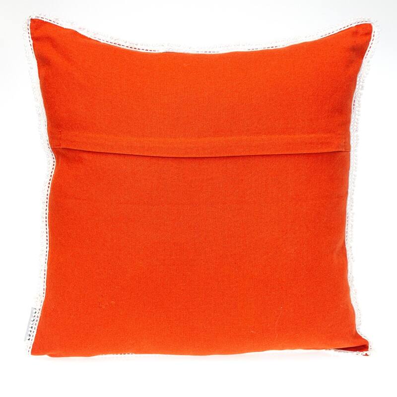 HomeRoots 16" Orange Cotton Throw Pillow With Fringe
