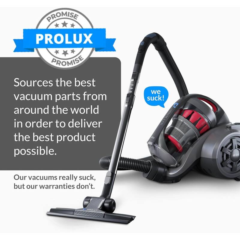Prolux RS4 Lightweight Bagless Canister Vacuum with Dual HEPA Filtration Premium Button Lock Tools and Automatic Cord Rewind