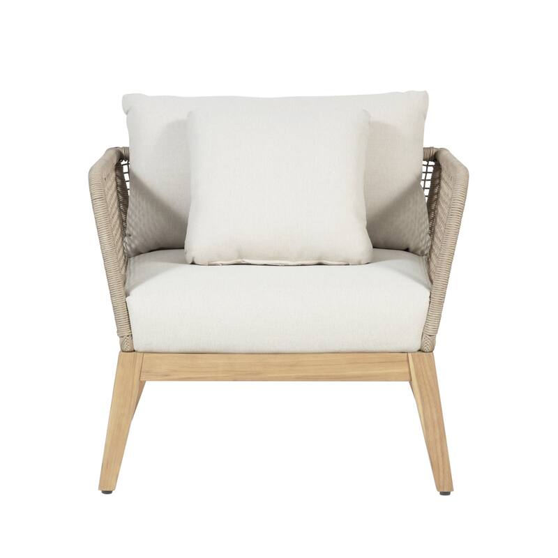 Cypress Teak Wood Outdoor Arm Chair with Rope Design