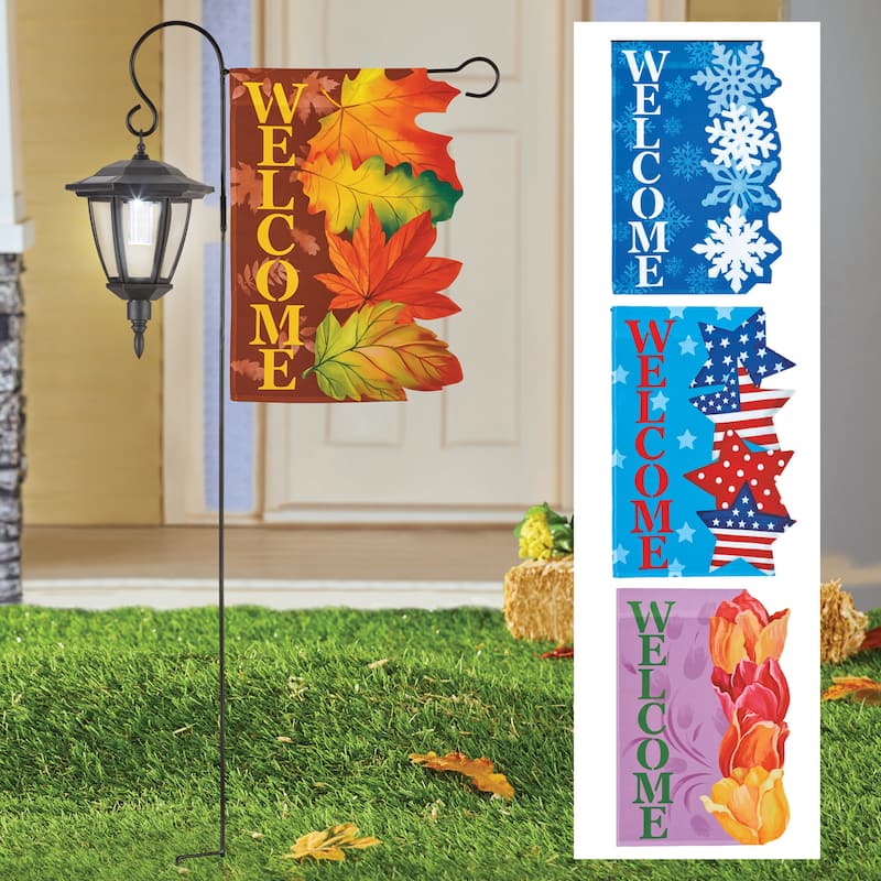 Set of 4 Seasonal Garden Flag with Solar Lantern Stake - 18.12 x 44.25 x 6.25