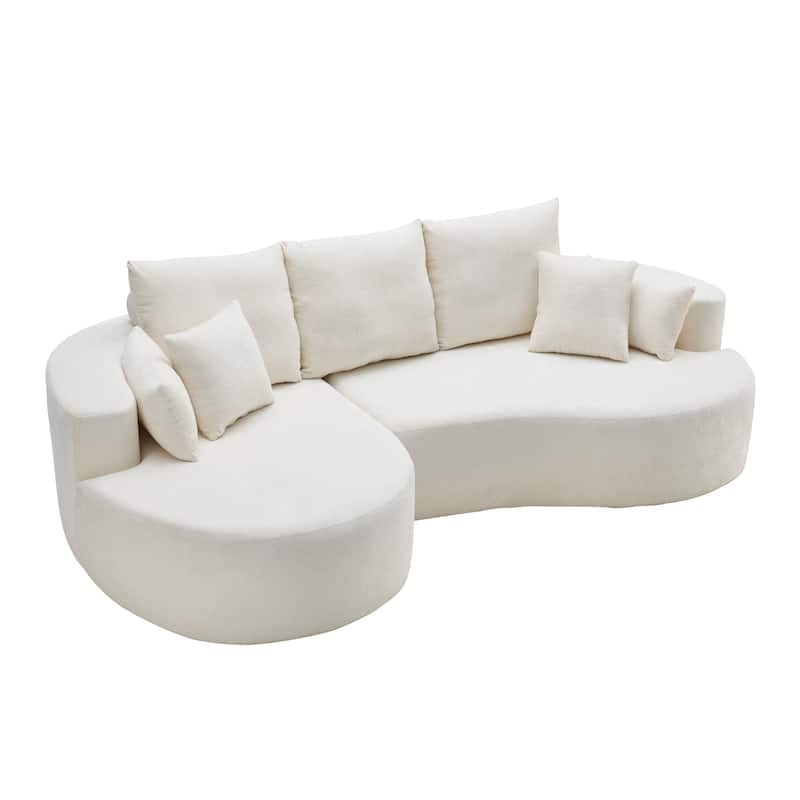 Christopher Knight Home - 106'' Cloud Curved Sectional Sofa with Right Chaise Lounge and Ultra-Soft Foam Comfort