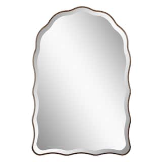 Porch & Den Antiqued Bronze Scalloped Edges Arched Wall Mirror