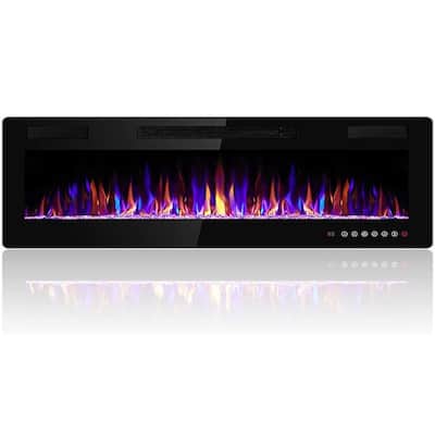 Bossin 30 to 72 inch Electric Fireplace Ultra-Thin and Silence Linear Recessed Wall Mounted Fireplace with Remote Control