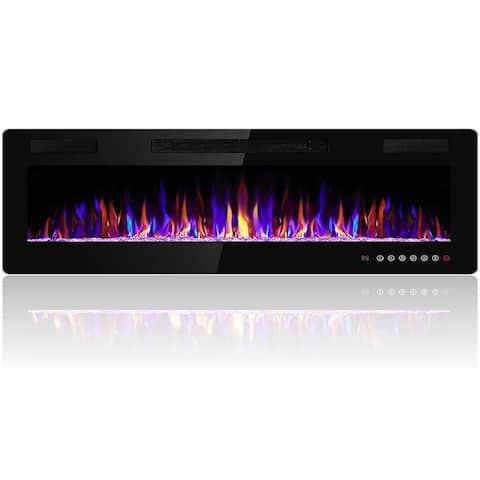Bossin 36 to 72 inch Electric Fireplace Ultra-Thin and Silence Linear Fireplace Wall Mounted Fireplace with Remote Control