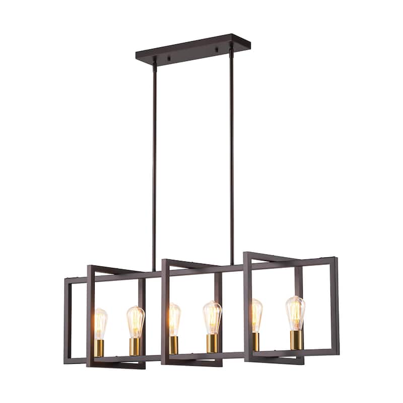 Black or Gold Farmhouse Rustic Kitchen Island Pendant Chandelier for Dining Room