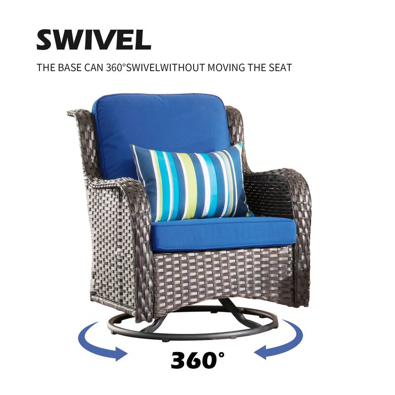 OVIOS 7-piece Patio Swivel Chair Set with 42" Fire Table