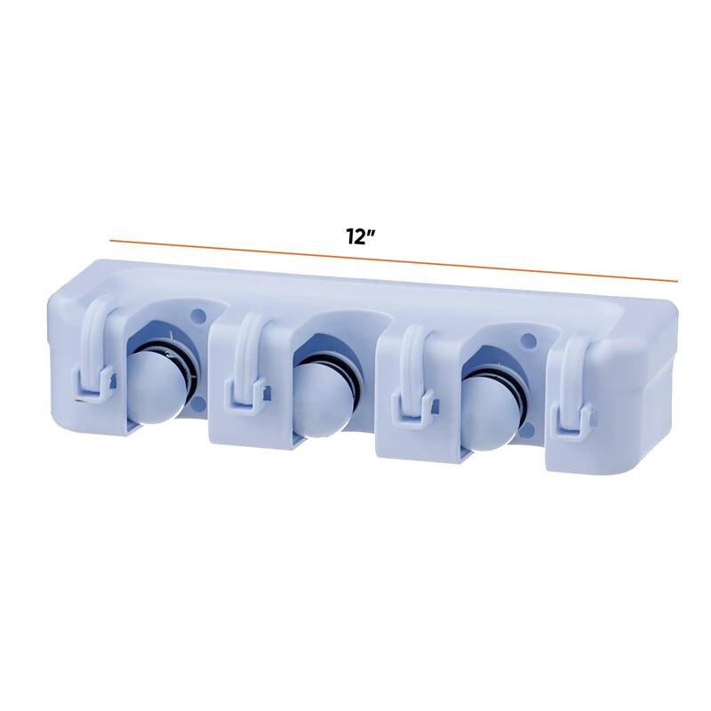 3 Slot Mop & Broom Organizer, White