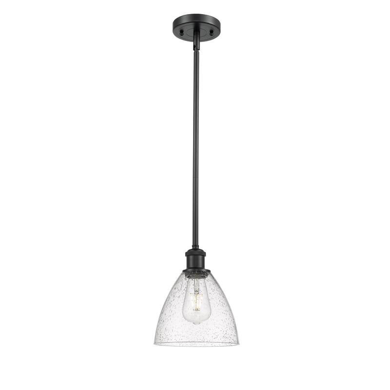 Innovations Lighting Bristol Glass 1 Light 8" Mini Pendant - Seedy/Matte Black