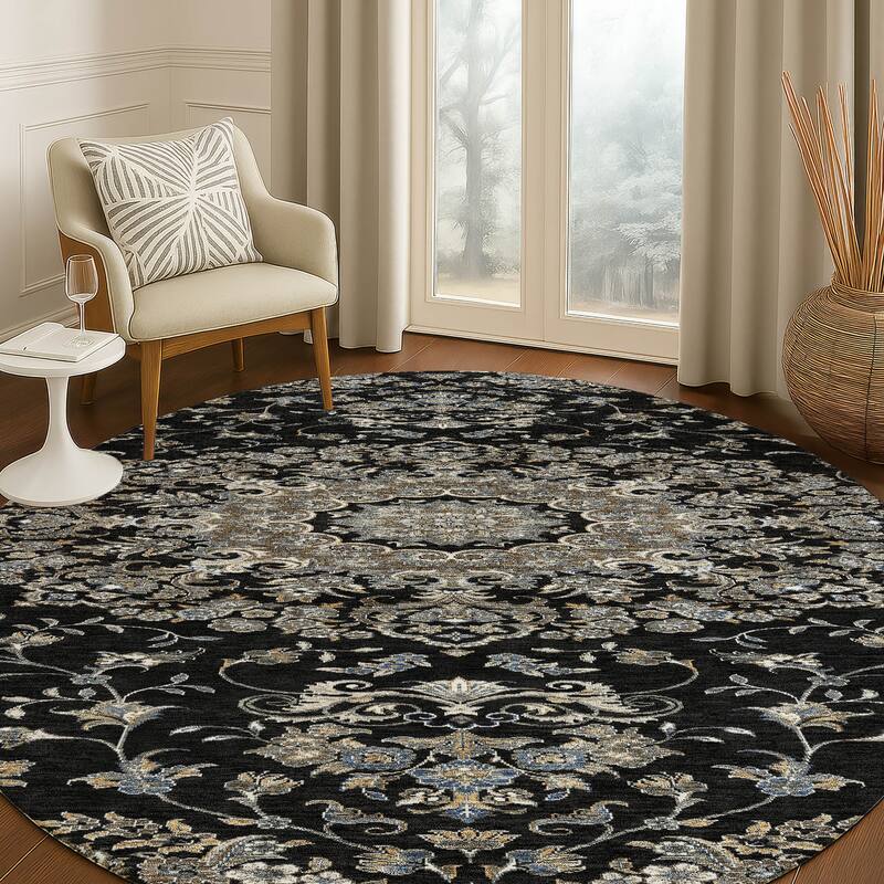 Machine Washable Indoor/ Outdoor Traditional Niko Chantille Rug