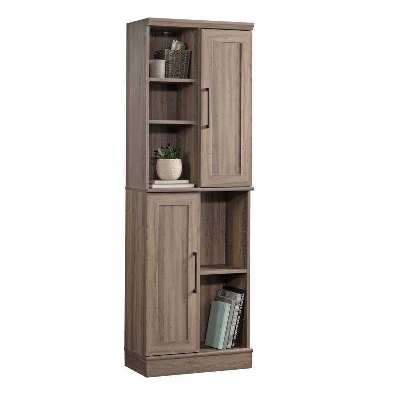 Wood Storage Cabinet with customizable storage, Brown Gray - 23.31"W x 12.99"D x 71.42"H