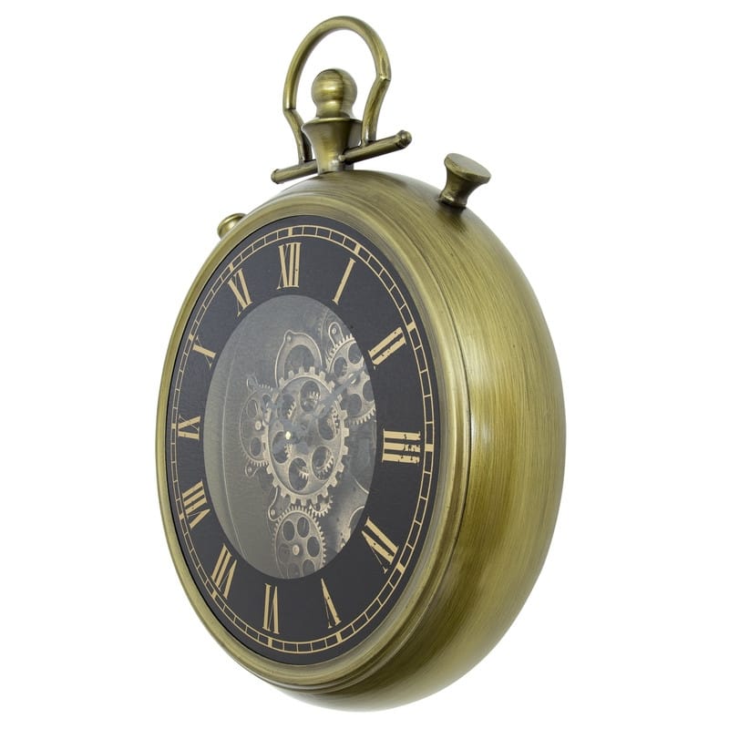 Simple Pocket Watch Gear Clock with Open Moving Gears