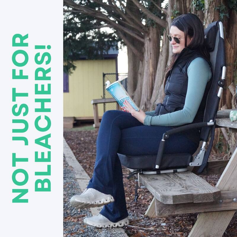 Padded Bleacher Seat – Reclining Stadium Chair with Full Back, Neck Support and 360 Swivel - Patent Pending