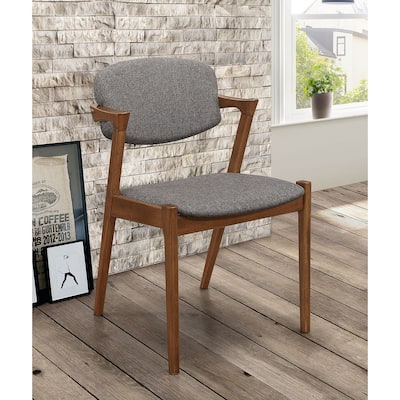 Set of 2 Dining Side Chairs in Grey and Dark Walnut