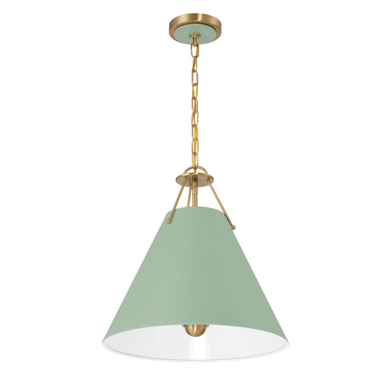 Xavier 3 Light Vibrant Gold and Green Pendant - 16"W x 16.5"H x 16"D