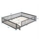 preview thumbnail 5 of 19, Queen Size Floor Bed with Door,Solid Wood Platform Bed Frame w/Fence Grey